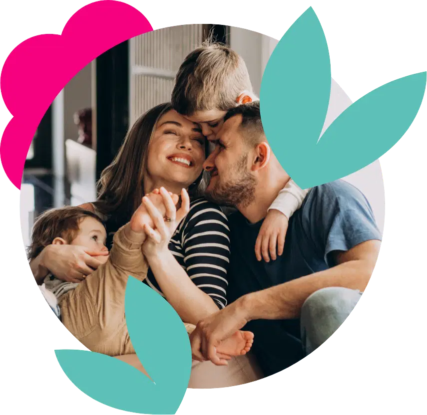 Young family smiling together